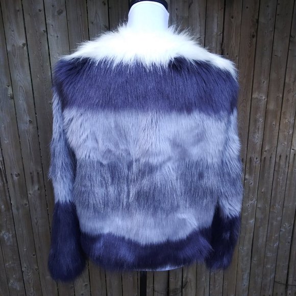ZARA Blue Ombré faux fur Jacket M - Picture 4 of 7